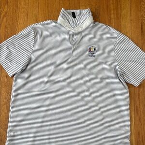 Adidas White and Black Striped Polo Shirt